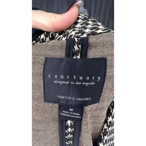 Sanctuary Women's Blazer Medium Multicolor‎ Mini Houndstooth One-Button Tailored - Image 8