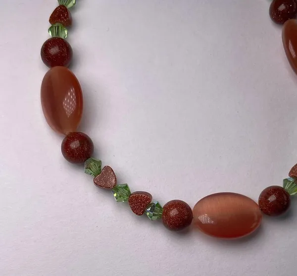 Free People Orange and Green Stone and Beaded Bracelet - Image 3