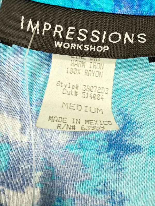 NWT Impressions Floral Maxi Shift Short Sleeve Dress Side Slit Tie Belt Large - Image 2