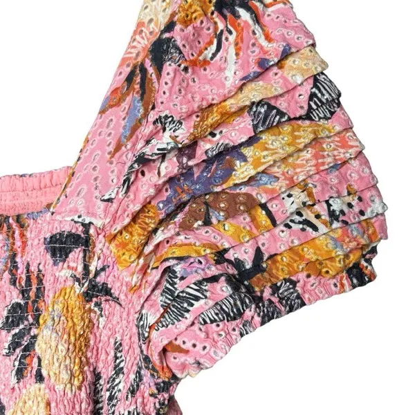 Floral Pink Smocked Top - Image 3