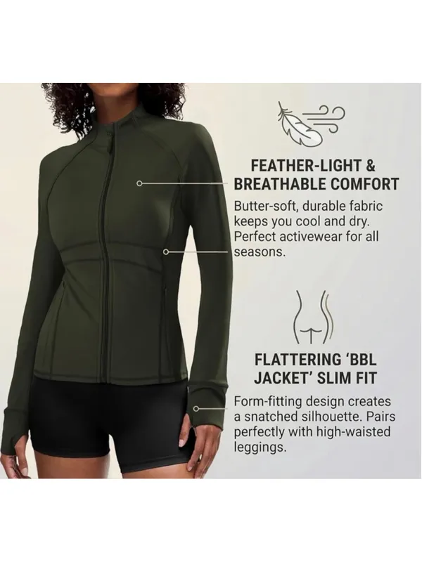 NEW Zip Up Jackets Yoga Gym Top Running Workout Jackets S - Image 7