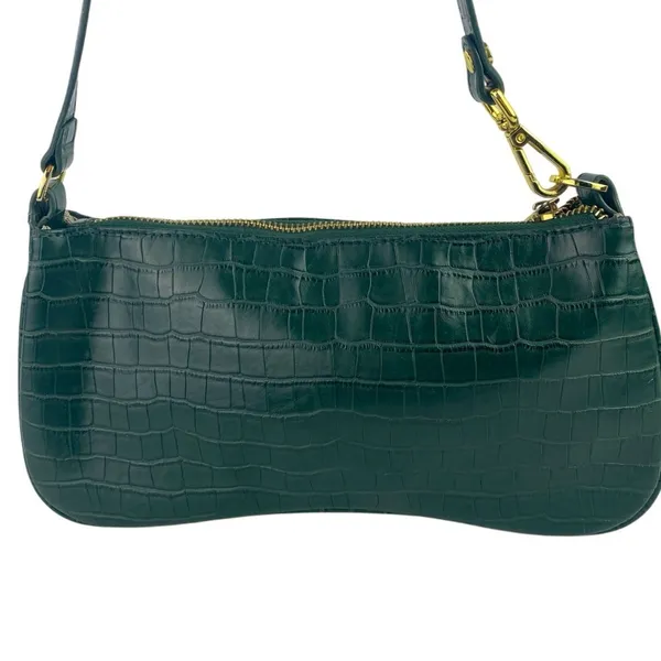 JW Pei Eva Women's Dark Green Croc Vegan Leather Zip Shoulder Bag Handbag OS - Image 4