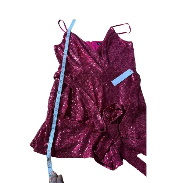 Venus Womens Sequin Romper V-Neck Spaghetti Strap Size L Sparkly Glam Party NEW - Image 9