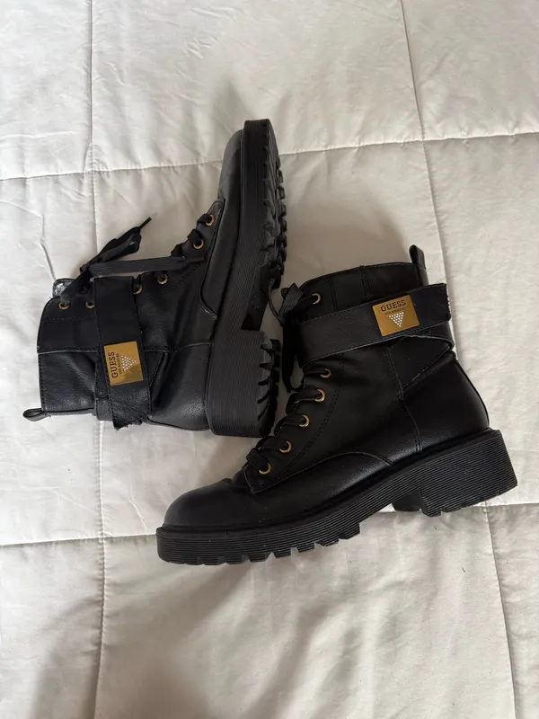 Guess Jeweled Logo Combat Boots Black - Image 2