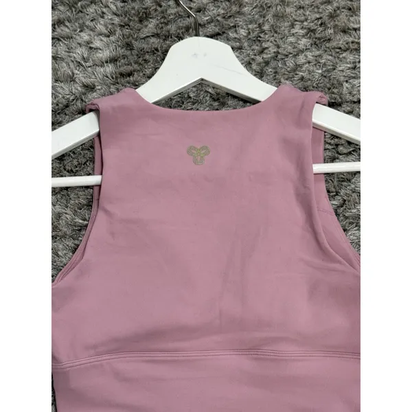 Golden Aritzia Pink V-Neck Sports Bra Crop Top Activewear Padded Bralette XS - Image 4
