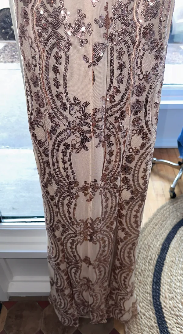 Boutique Gold / Tan Lace Prom Dress - Image 5