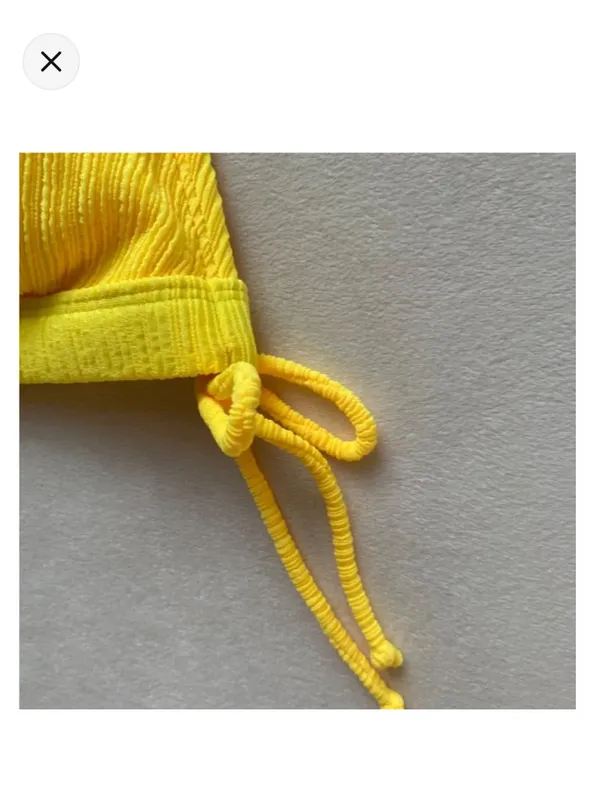Yellow ribbed daisy bikini top - Image 5