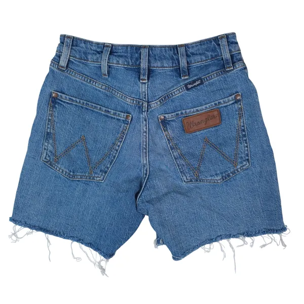 Wrangler Retro High Rise Cut Off Shorts Womens 26 Blue Distressed Raw Hem Frayed - Image 3