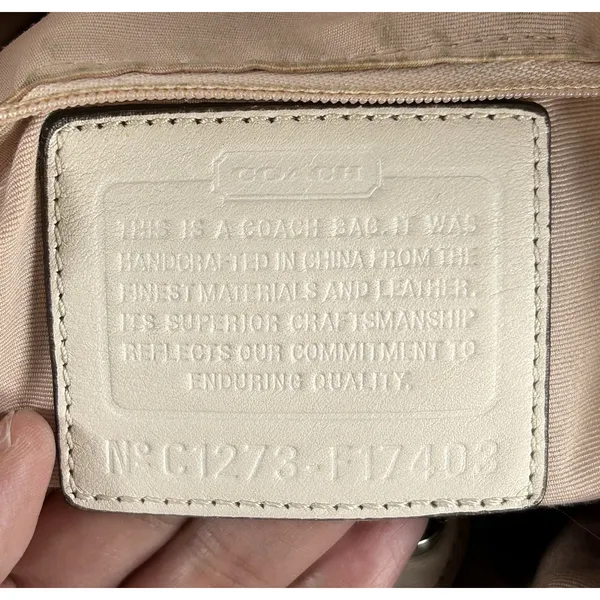 Coach Hamilton Hobo F17403 Signature Jacquard Beige Leather Shoulder Bag - Image 8