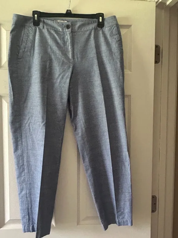 Talbots Chambray Casual Pants Trousers Size 12 Petite Preppy Minimalist Straight - Image 12