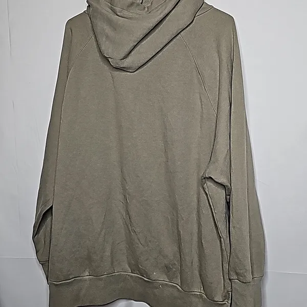 PINK - Victoria's Secret pullover olive green hooded hoodie gold sequin sweatshirt L - Image 6
