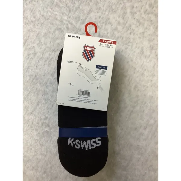 K-Swiss‎ Womens 10 Pair No Show size 4-10 Black Silicone Tab Flow Cool KSSKL0020 - Image 3