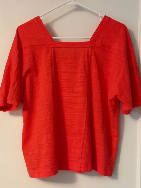 By Anthropologie square neck bright orange blouse size small - Image 3