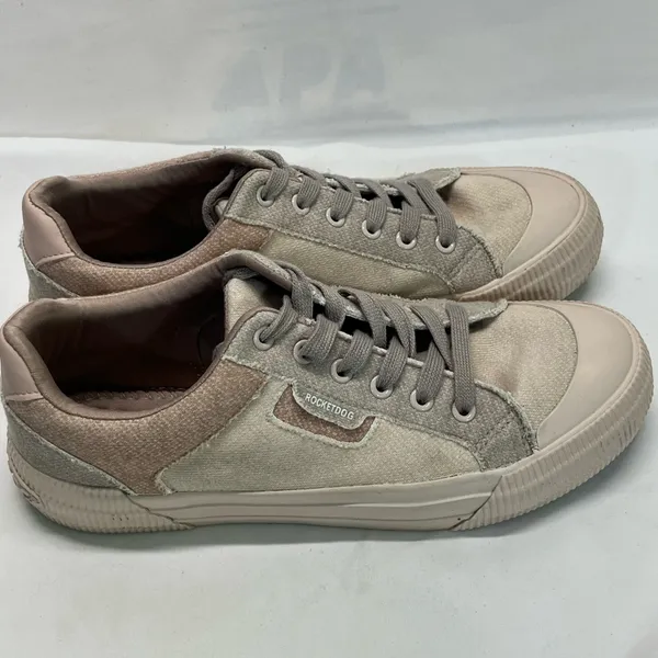Rocket Dog Cherry Platform Sneakers Women 9.5 Beige/Pink Gray Laces Plush Foam‎ - Image 3