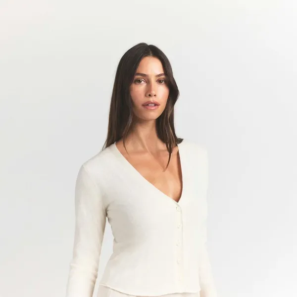 NWT Skims Featherweight Cashmere Cardigan XXS Egret Authentic - Image 3