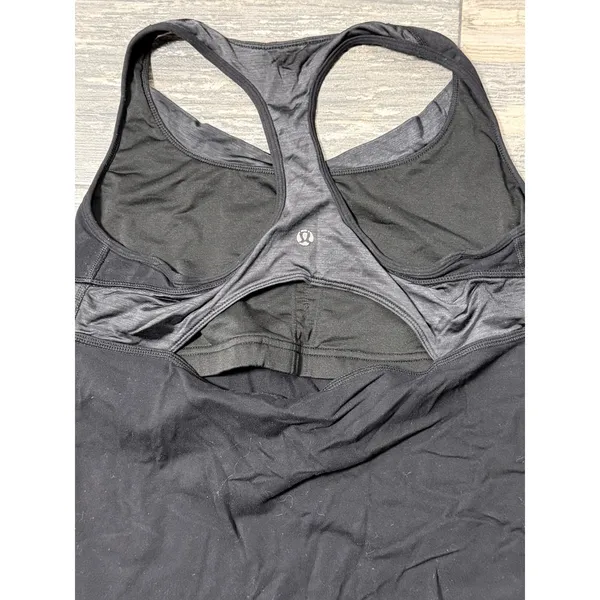 Lululemon Racerback Tank Top with Built-in Shelf Bra Black Patterned Trim Small? - Image 5