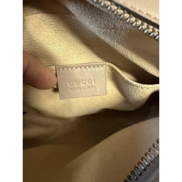Gucci Crossbody Bag Womens Small Beige Leather GG Marmont Camera Made In Italy - Image 2
