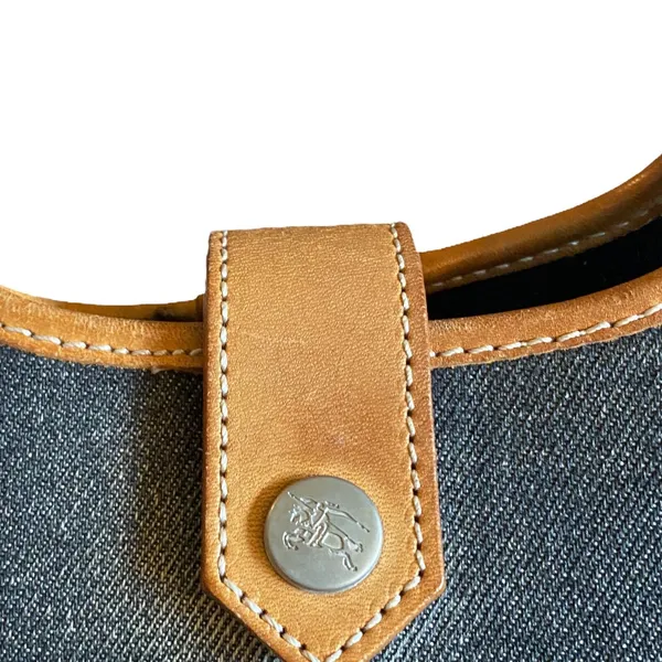 Burberry Of London Blue Denim Leather Trim Tote - Image 6