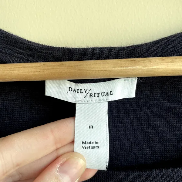 Daily ritual navy knit sweater asymetric women's size M casual cotton modal top‎ - Image 3
