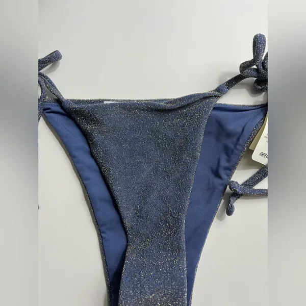 Aerie • NWT Navy Blue String Bikini Bottom with Glitter Shimmer Accent - Image 3