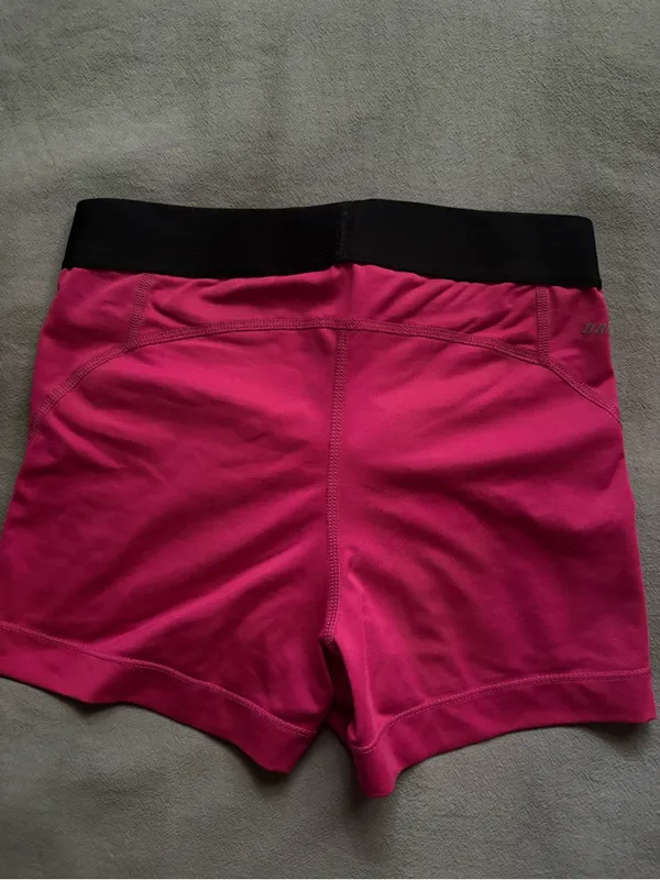 Nike Women's Hot Pink Pro Training Shorts with Black Waistband - Image 5