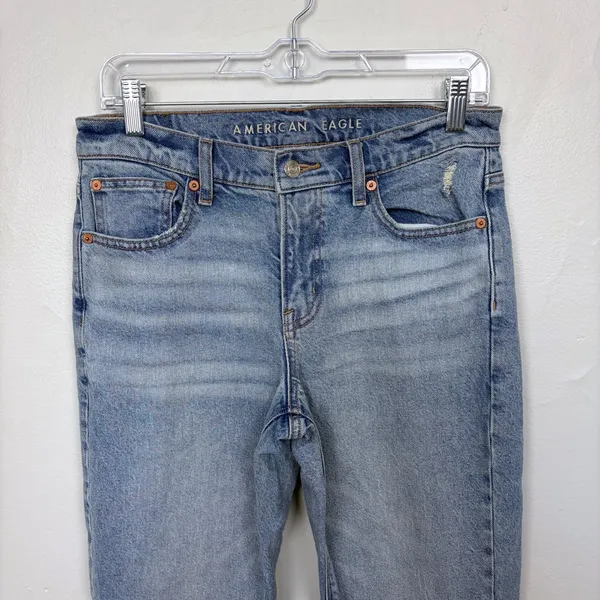 American Eagle '90s Bootcut Jean Faded Indigo Split Hem Y2K Streetwear‎ Size 4 - Image 3