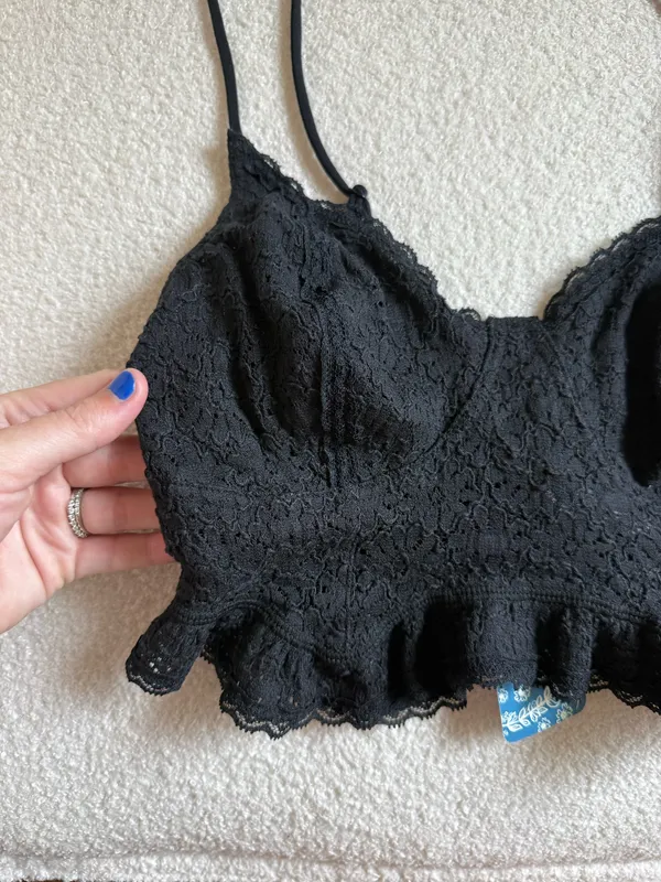 Free People Fleur De Lys Black Lace Crop Cami - Image 5
