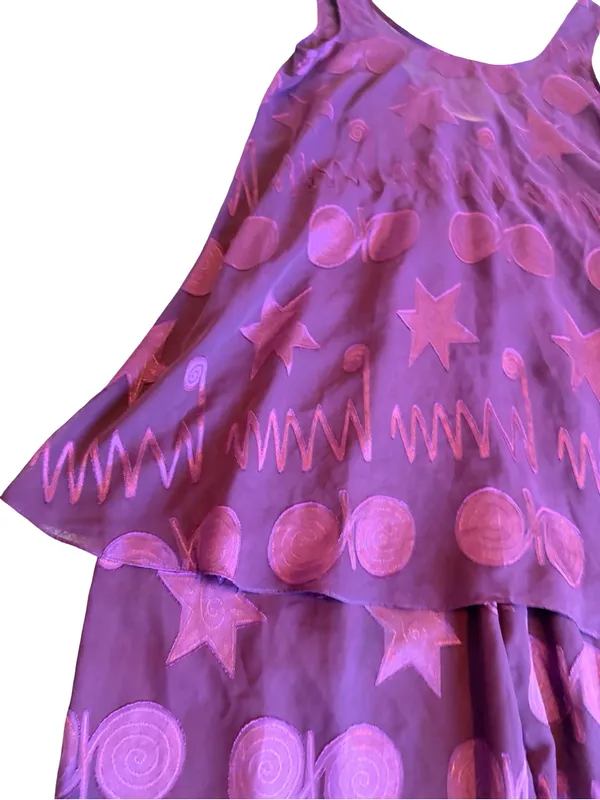 Victoria's Secret Gold Label Purple Pink Star Print Pajama Set Medium Women's - Image 3