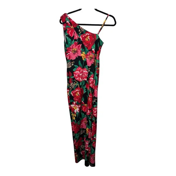 NWOT RACHEL ROY‎ One-Shoulder Black Floral Sexy Maxi - Small - Image 2