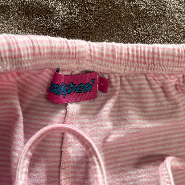 EDIKTED Pink & White Pinstripe Lounge Style Pants Drawstring Sz S EUC no pockets - Image 5