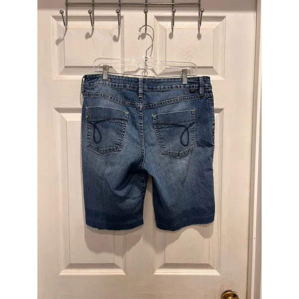 Jag‎ Jeans Womens Blue Denim Bermuda Shorts Size 14 Medium Wash Frayed Stretch - Image 6