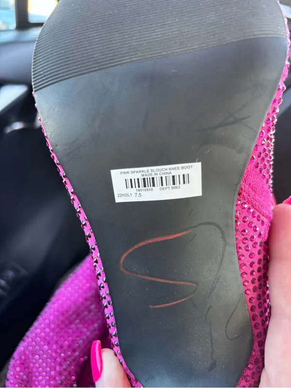 Torrid Pink Sparkle Slouch Knee Boot Size 7.5 - Image 7