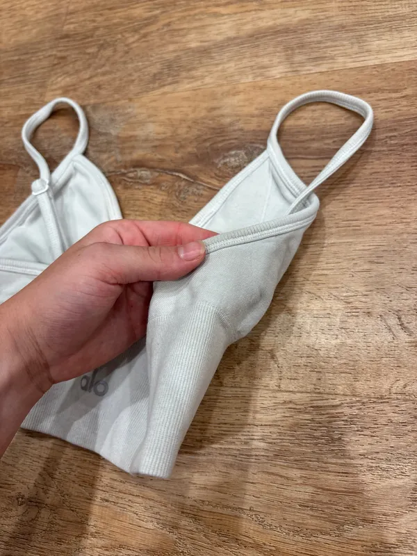 Light Grey Alo Yoga Ribbed Sports Bra - Image 3