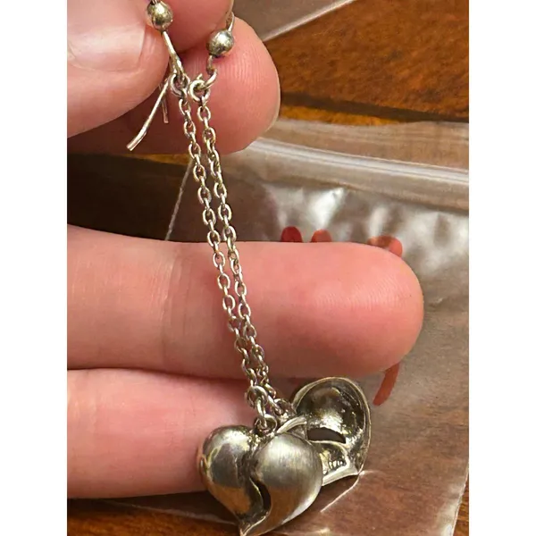 925 sterling silver broken heart earrings 2.5inch long m3 3.59g broken heart - Image 4