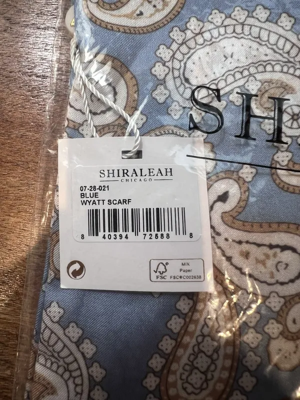 Shiraleah Chicago Wyatt Scarf Blue Paisley Woven Square Scarf Womens 07-28-021 - Image 5