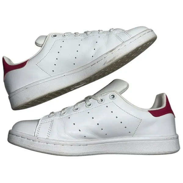 Adidas Women’s Size 6 White Bold Pink Leather Stan Smith Shoes Sneakers - Image 8