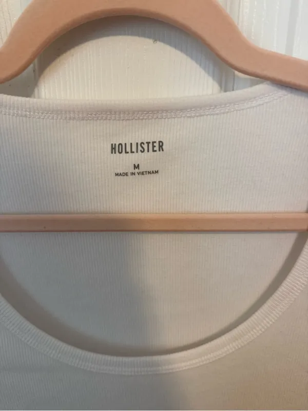 Medium Hollister Ribbed White Long Sleeve - Image 2