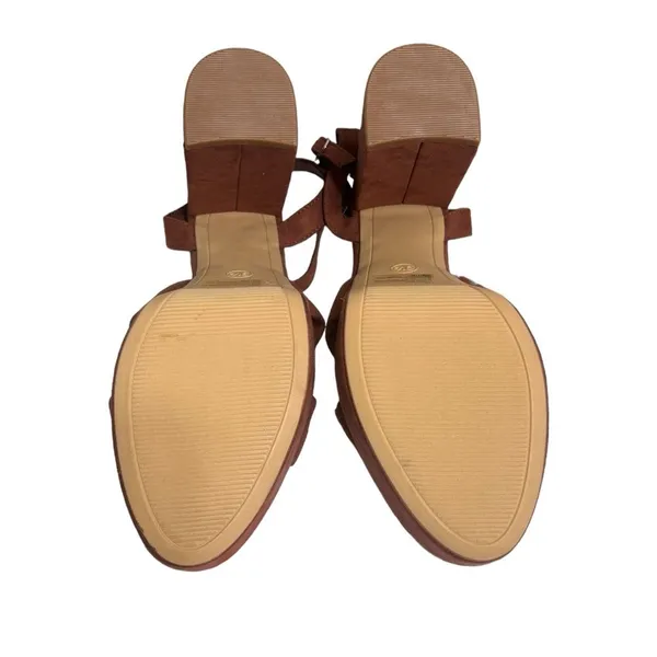 A New Day Sepia Brown Riah Open Toe Ankle Strap Block Heels Women's Size 9.5 - Image 8