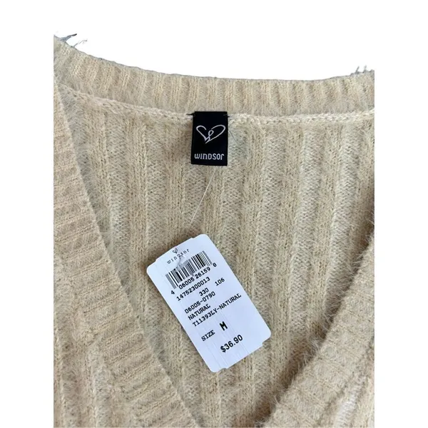 Windsor size medium yellow fluffy cardigan v neck front sweater NWT - Image 6