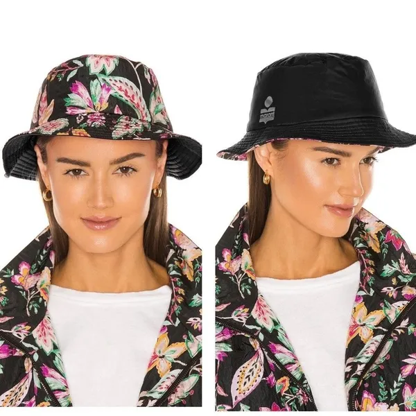Isabel Marant Haley‎ Bucket Hat Black Floral Reversible - Image 2