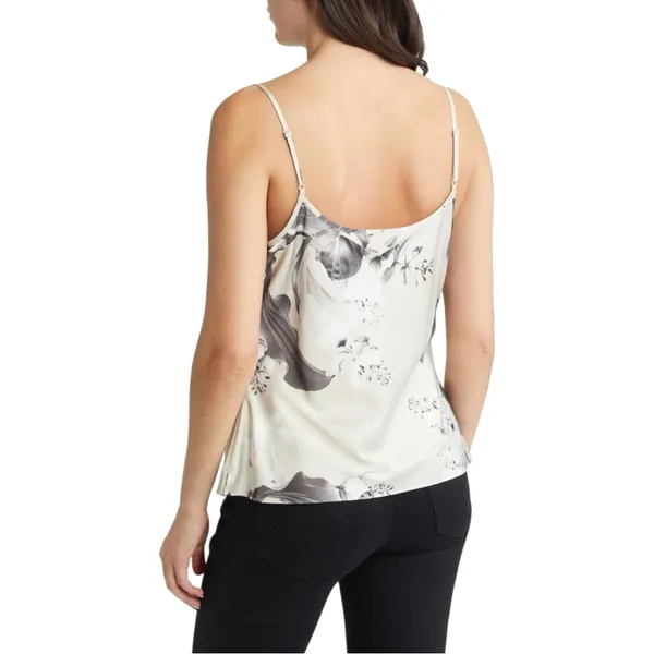 All Saints Hadley Pauline Cowl Neck Floral Print Satin Top Ecru White Size 8‎ - Image 2
