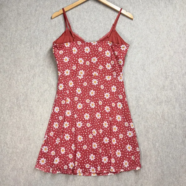 Y2K No Boundaries Red Daisy Polka‎ Dot Lace Trim Cami Dress 11-13 Cottagecore - Image 5