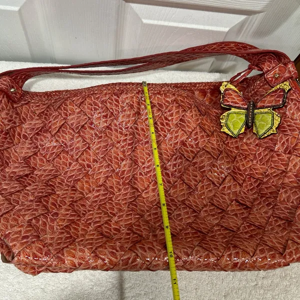 Jessica Simpson Coral Textured Hobo with Yellow Butterfly Accent - Image 5