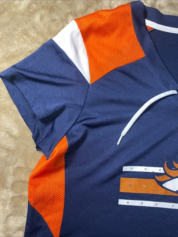 NFL Denver Broncos Navy & Orange Lace-Up Short Sleeve Tee - Image 4