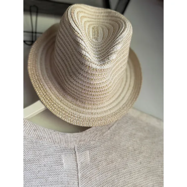 Amiani Packable Straw Fedora Beach Hat Cream Resort Travel Sun Hat - Image 7