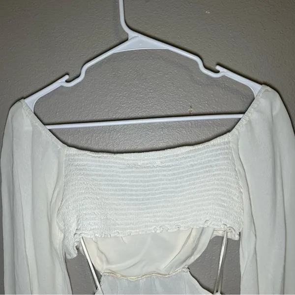Reformation Laraine Ivory Off The Shoulder Cropped Blouse Women’s Size Medium 8 - Image 8