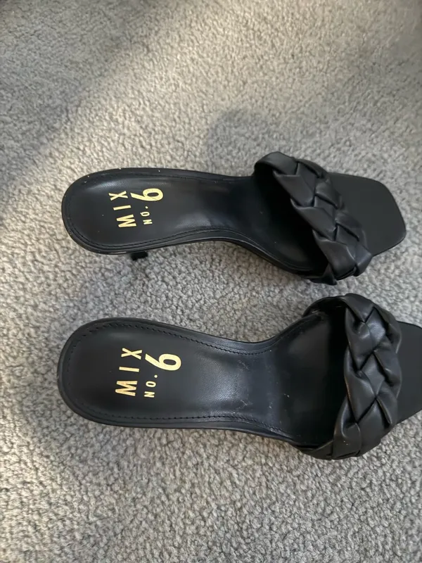 Mix No. 6 Elandra Sandal Braided Black Slip On Mule Sandal Heels Size 6.5 NWT - Image 3
