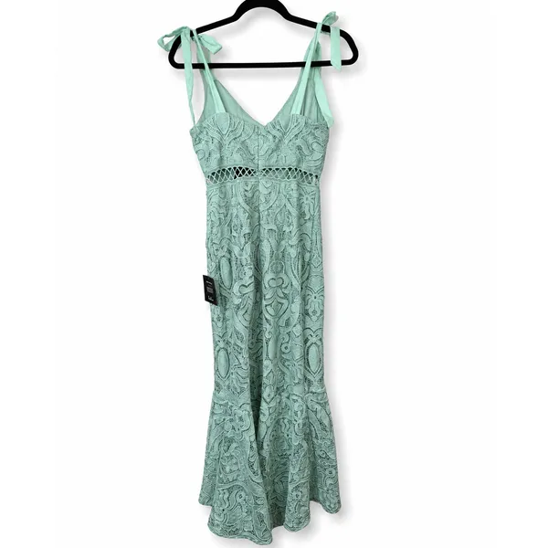NEW Lulus Won Your Heart Sage Green Lace Tie-Strap High-Low Midi Dress Small - Image 8