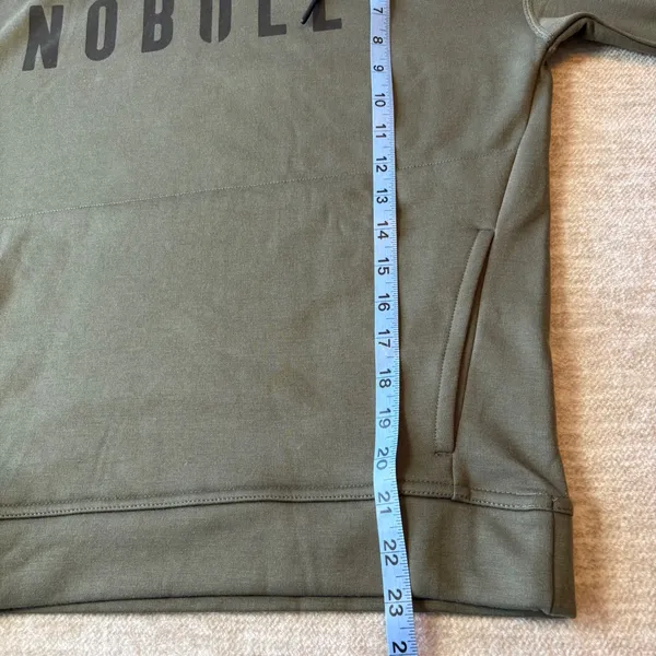 NEW NOBULL Womens Performance Training Hoodie Drawstring‎ Small Olive Green - Image 10