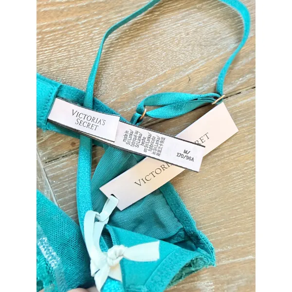 NWT Victoria's Secret Lace Underwire Teddy Bodysuit Womens Teal Medium - Image 2